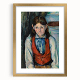 Extra large abstract art print of a textured Paul Cezanne design in a gold frame, ideal for living room decor.