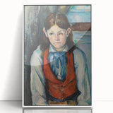 Acrylic print of a Paul Cézanne painting with soft pastel shades, framed in white.