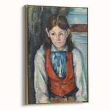 Framed canvas of a Paul Cézanne landscape painting in muted earth tones, ideal for bedroom wall art.