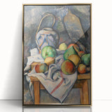 Large art print of Paul Cézanne's landscape in a gold frame, featuring mid-century modernist style.