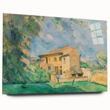 Side view of a large abstract wall art by Paul Cézanne, featuring muted earth tones on acrylic glass.