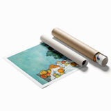 Extra large rolled print of a Paul Cézanne floral art, featuring soft pastel colors and a vintage style.