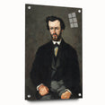 Acrylic print of a Paul Cézanne inspired abstract artwork in earthy green and brown tones, ideal for dining room decor.