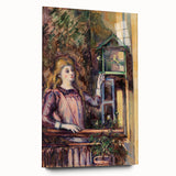 Side view of a large abstract art print by Paul Cézanne on acrylic glass, featuring earthy and green tones.