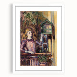Abstract art print of Paul Cézanne's design, featuring muted earth tones on a white framed canvas.
