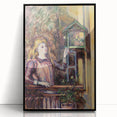Large abstract wall art by Paul Cézanne, featuring muted earth tones on a black framed acrylic.
