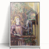 Paul Cézanne design print framed in white acrylic, featuring muted pastel tones ideal for nursery wall art.