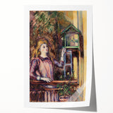 Rolled print of Paul Cézanne's floral artwork in muted green and yellow tones, ideal for dining room wall art.