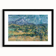 Extra large, colorful abstract art print by Paul Cezanne on textured canvas, framed in black, ideal for living room ambiance.