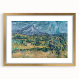 Extra large abstract art print of a textured Paul Cézanne design in a gold frame, ideal for living room decor.