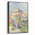 Black and white landscape painting on framed canvas, featuring a vintage poster art style, ideal for bedroom wall decor.