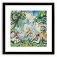 Extra large abstract art print featuring colorful, textured brushstrokes on a black framed canvas.