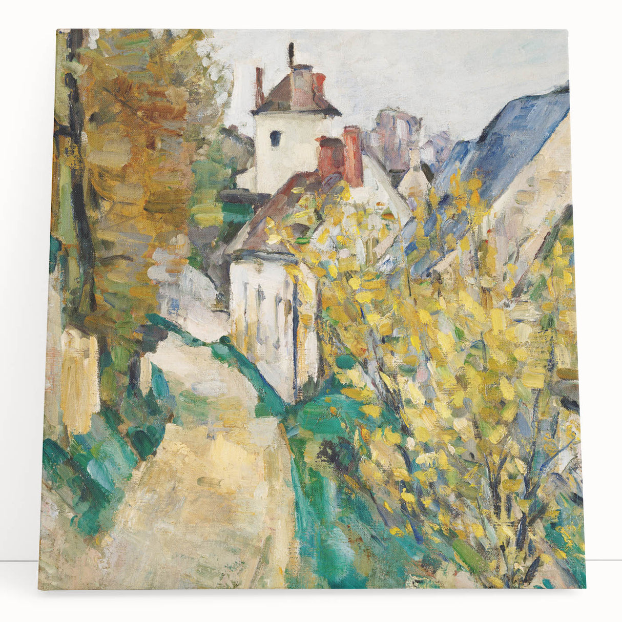 Black and white print of Paul Cézanne's artwork on stretched canvas, ideal for kitchen wall art.