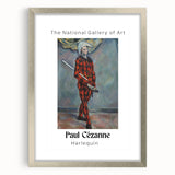 Textured abstract art print of a Paul Cézanne painting in silver frame, with muted earth tones.
