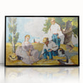 Large abstract wall art by Paul Cézanne, featuring organic shapes in earth tones, framed in black acrylic.
