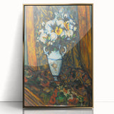 Paul Cézanne inspired mid-century modernist large art print in acrylic frame, featuring warm earth tones.