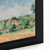 Extra large black wall art featuring a close-up of a colorful, textured Paul Cézanne design on a framed canvas.