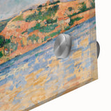 Large abstract wall art by Paul Cézanne in mid-century modernist style, featuring muted earth tones on acrylic glass.