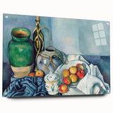 Acrylic print of a Paul Cézanne inspired abstract design in muted earth tones, ideal for dining room art.