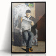 Large abstract wall art by Paul Cezanne, featuring muted earth tones in a mid-century modernist style.