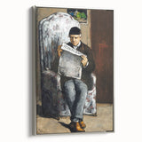 Landscape art painting by Paul Cezanne, colorful hills and trees on framed canvas, ideal for living room decor.