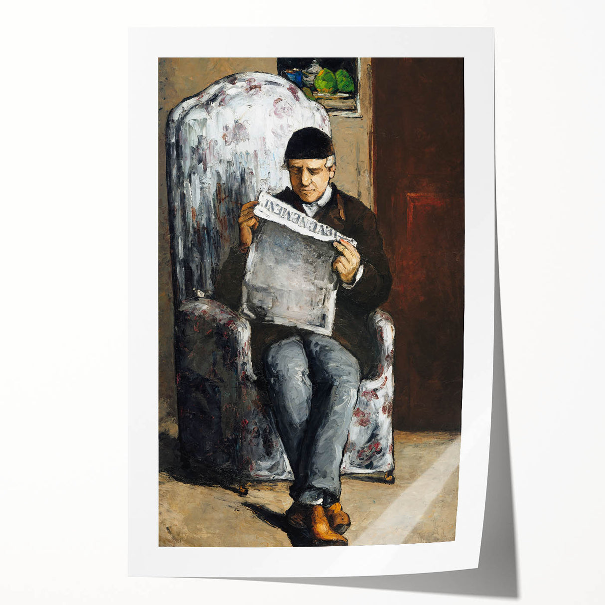 Rolled print of Paul Cézanne's floral art in muted earth tones, ideal for art wall dining room or classy bathroom.