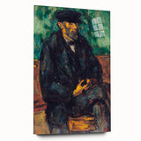 Side view of a large acrylic print featuring Paul Cézanne's abstract design, in muted earth tones.