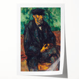 Extra large rolled print of Paul Cézanne's floral artwork in muted green and yellow tones, ideal for art wall dining room.