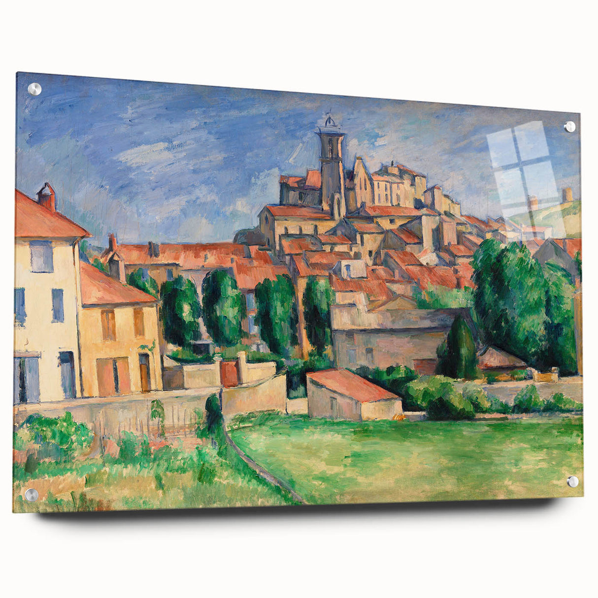 Acrylic print of a Paul Cézanne painting featuring muted earth tones, ideal for enhancing dining room decor.