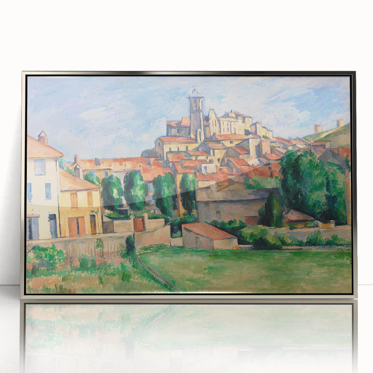 Mid-century modernist art by Paul Cézanne, featuring muted earth tones in a framed acrylic print, ideal for nursery wall art.
