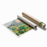 Extra large rolled print of a Paul Cézanne floral artwork, featuring soft pastel colors, ideal for classy bathroom wall art.
