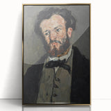 Large art print of Paul Cezanne's work in a gold frame, featuring mid-century modernist style.