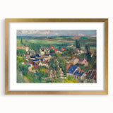 Extra large abstract art print of textured Paul Cézanne design in a gold frame, ideal for living room wall decor.