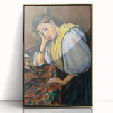 Mid-century modernist art by Paul Cezanne, featuring a landscape in muted earth tones on a large framed acrylic print.