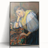 Mid-century modernist art by Paul Cezanne, featuring muted earth tones on framed acrylic.