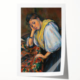 Extra large rolled print of Paul Cézanne's floral artwork in muted greens and blues.