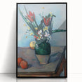 Large abstract wall art by Paul Cézanne featuring mid-century modernist style in muted earth tones, framed in black acrylic.