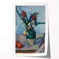 Extra large rolled print of Paul Cezanne’s floral artwork in muted earth tones, ideal for dining room wall art.