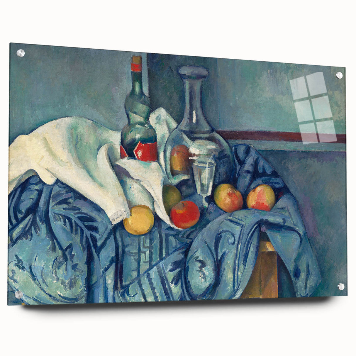 Acrylic print of Paul Cézanne's abstract landscape in earth tones, suitable for bedroom or dining room decor.