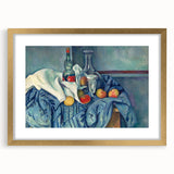 Extra large abstract art print of a textured Paul Cézanne design in a gold frame, ideal for living room decor.