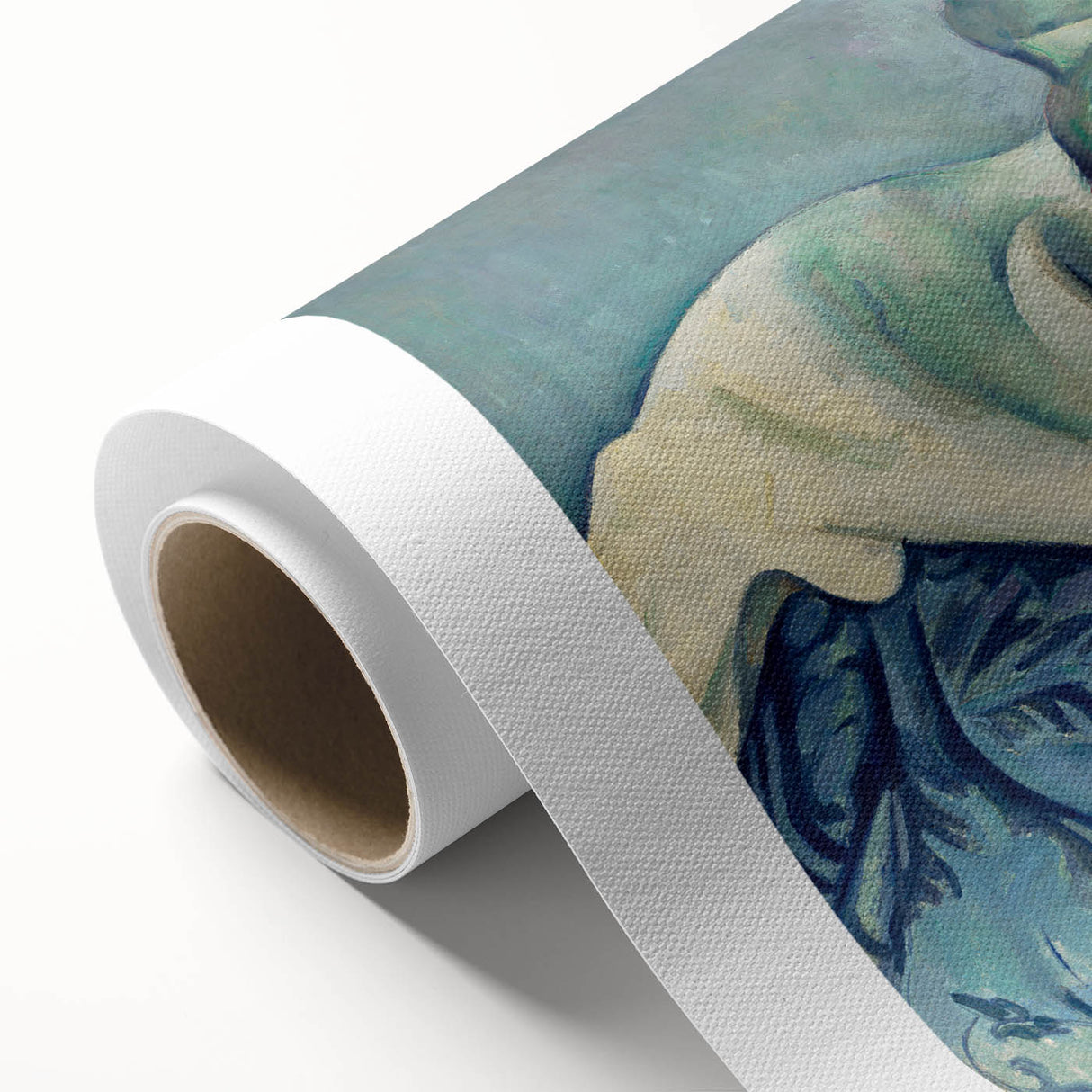 Art Deco poster of a serene landscape on rolled canvas, featuring soft pastel tones.