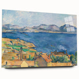 Acrylic print of a large abstract wall art by Paul Cezanne, featuring muted earth tones.