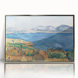 Paul Cézanne-inspired mid-century modernist art on framed acrylic, featuring soft pastel shades, ideal for nursery wall art.