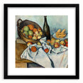 Extra large, textured abstract art print of colorful shapes, in a black frame with mat, suitable for living room decor.