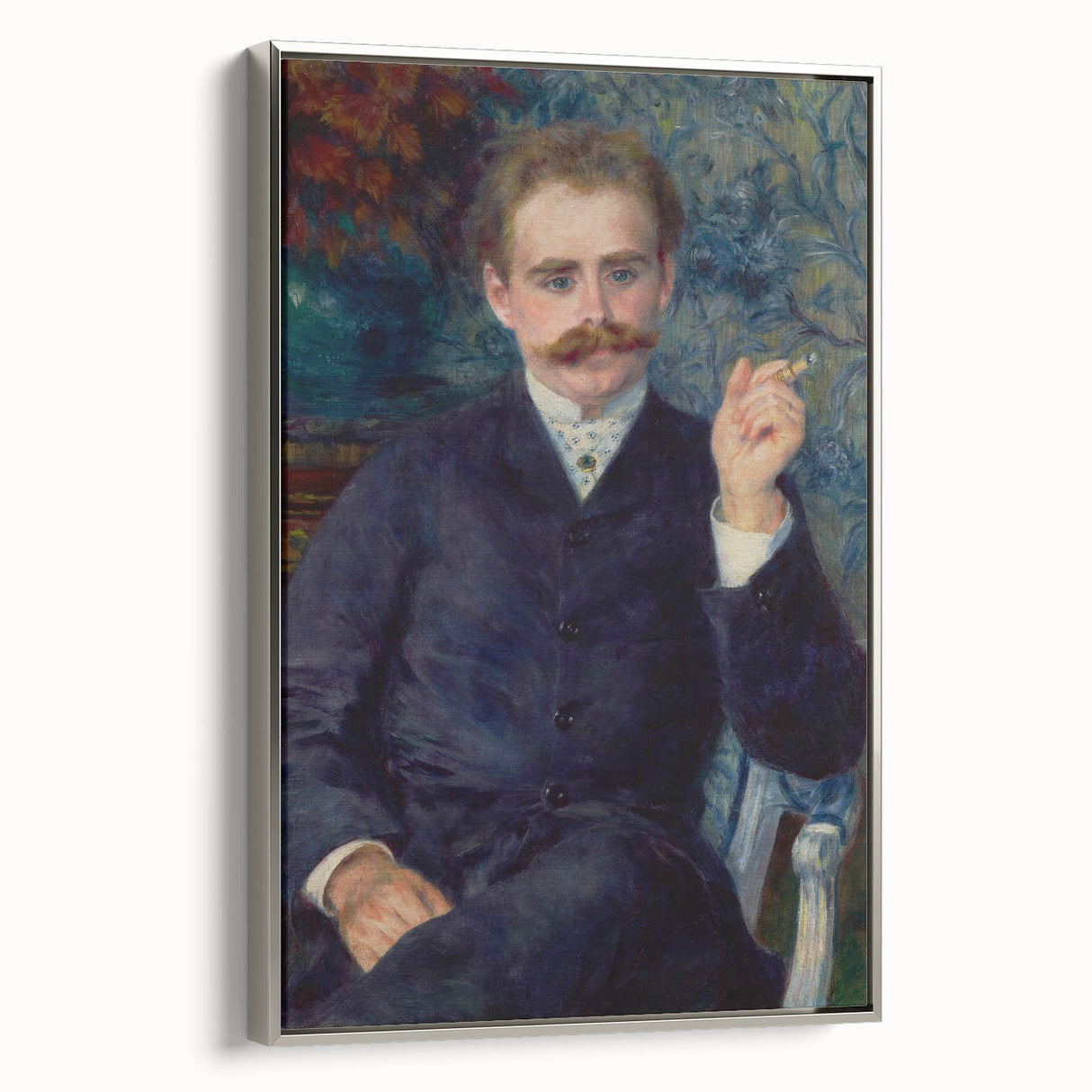 Framed canvas of a vintage Pierre-Auguste Renoir landscape painting, featuring vibrant.