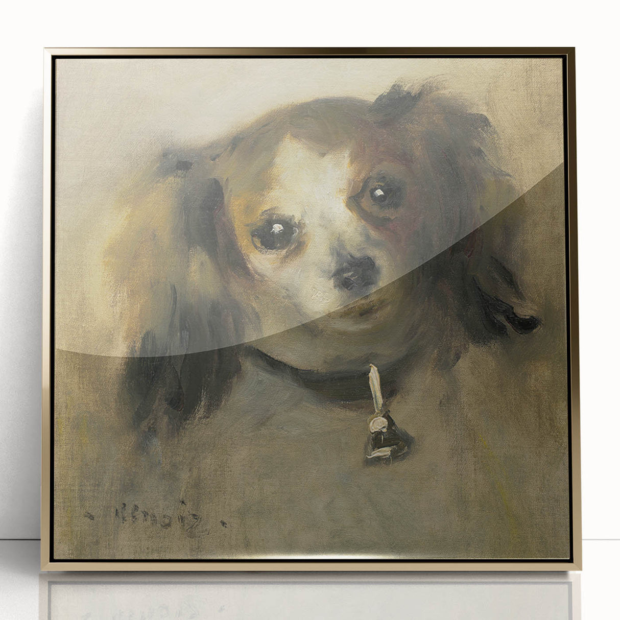 Framed acrylic print of Pierre-Auguste Renoir's painting, featuring soft pastel shades, ideal for nursery wall art.