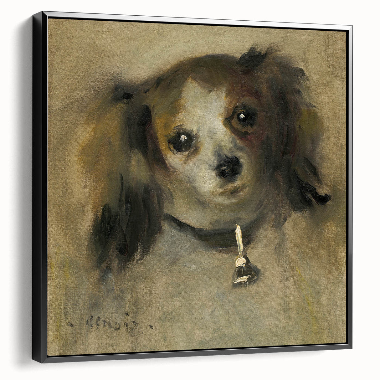 Black and white framed canvas featuring a vintage poster art style landscape painting, ideal for bedroom decor.