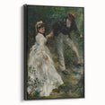 Black and white vintage poster art featuring a landscape painting on framed canvas, ideal for bedroom decor.