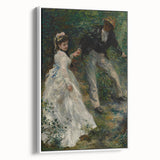 Vintage poster art of a colorful Pierre-Auguste Renoir painting on a large framed canvas, ideal for living room decor.