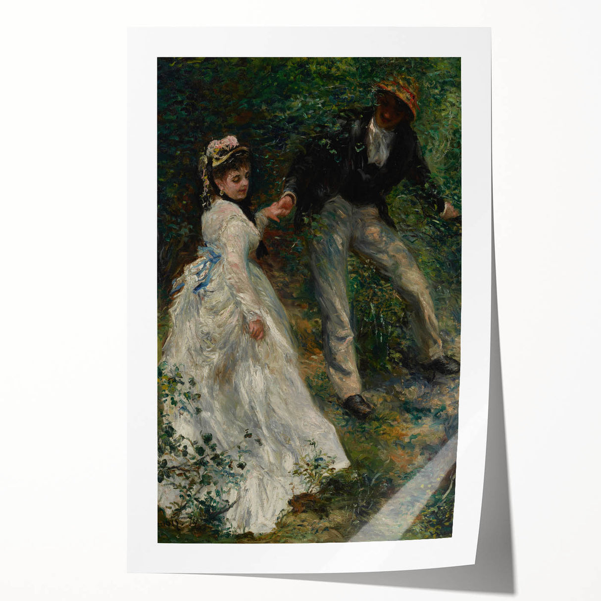 Extra large rolled print of a Pierre-Auguste Renoir floral painting, featuring soft pastel colors.